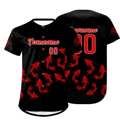 Custom Black Red Baseball Jersey Personalized Gradient Team Uniforms Shirt with Name Number