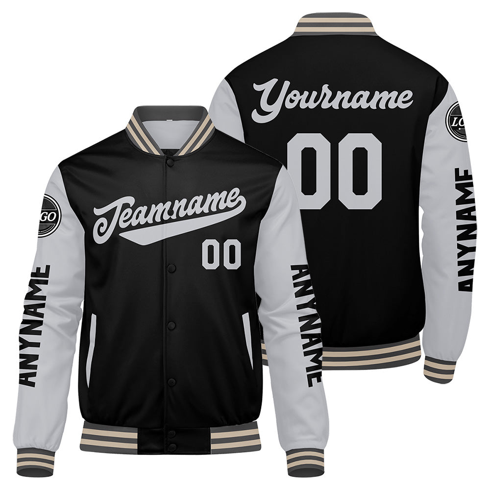 Custom Grey Black Cream Varsity Jackets for Men Women Youth Personalized Letterman Jackets