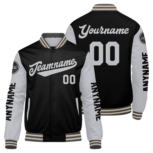 Custom Grey Black Cream Varsity Jackets for Men Women Youth Personalized Letterman Jackets