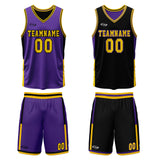 Custom Purple Black Yellow Reversible Basketball Suit for Adults and Kids Personalized Jersey