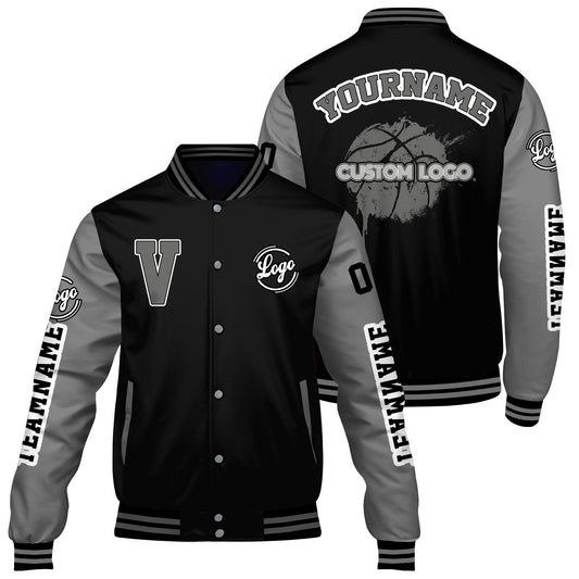 Custom Black Dull Grey Varsity Jackets for Men Women Youth Personalized Letterman Jackets
