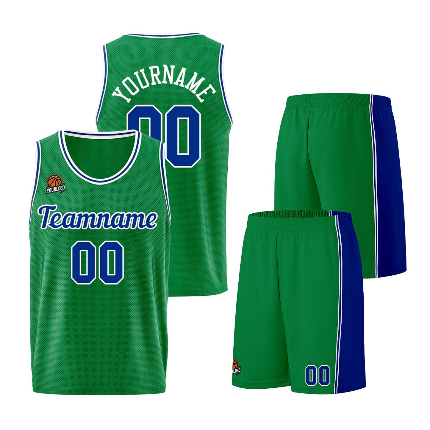 Custom Kelly Green Royal Basketball Jersey for Men Women Adult Youth Stitched Name Number Logo
