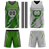 Custom Green Grey Reversible Basketball Suit for Adults and Kids Personalized Jersey