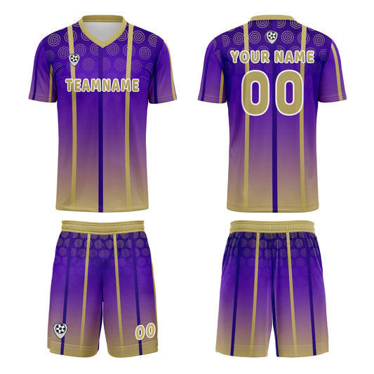 Custom Purple Yellow Uniform Jersey Kids Adults Personalized Set Jersey Shirt