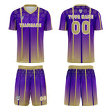Custom Purple Yellow Uniform Jersey Kids Adults Personalized Set Jersey Shirt