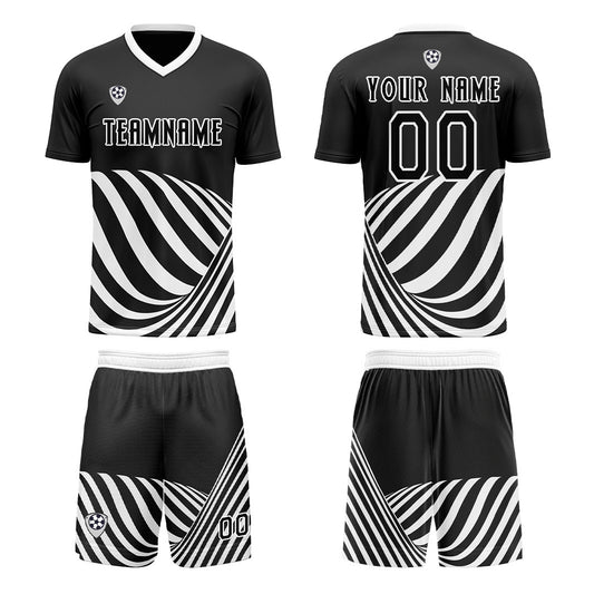 Custom Black White Uniform Jersey Kids Adults Personalized Set Jersey Shirt