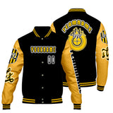 Custom Black Yellow Letterman Varsity Jacket Personalized Embroidery Printing