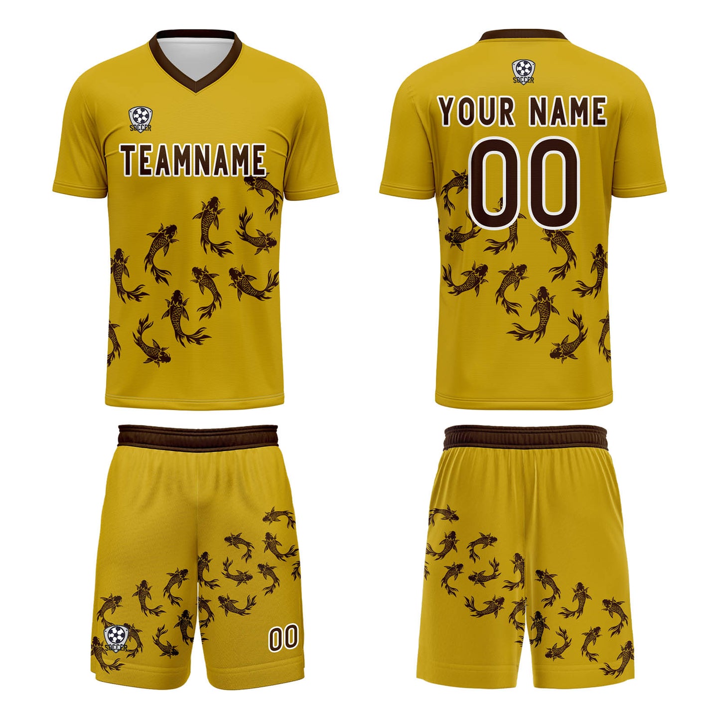 Custom Yellow Soccer Uniform Jersey Kids Adults Personalized Set Jersey Shirt