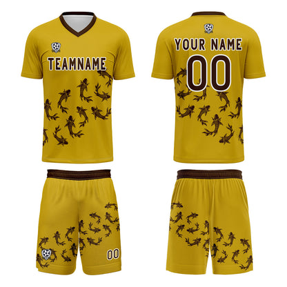Custom Yellow Soccer Uniform Jersey Kids Adults Personalized Set Jersey Shirt