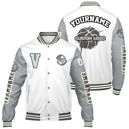 Custom White Grey Varsity Jackets for Men Women Youth Personalized Letterman Jackets