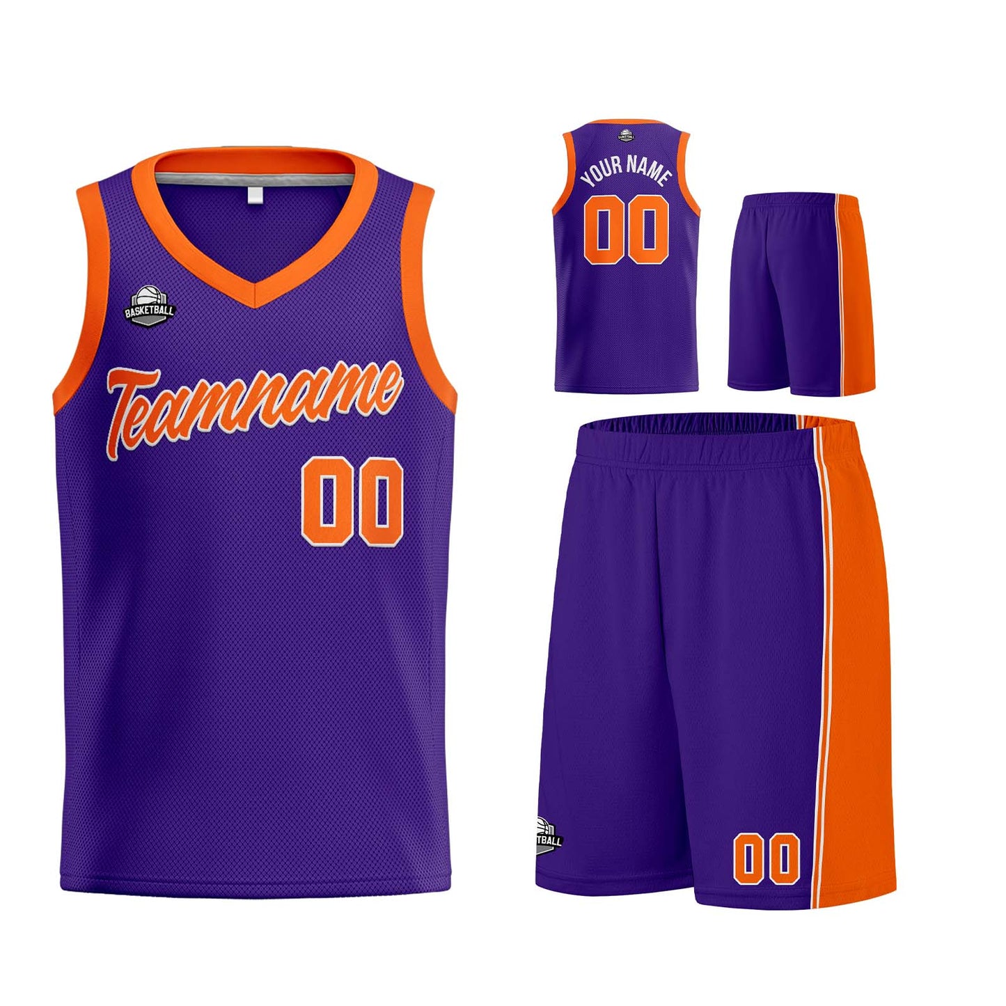 Custom Purple Orange Basketball Jersey for Men Women Adult Youth Stitched Name Number Logo