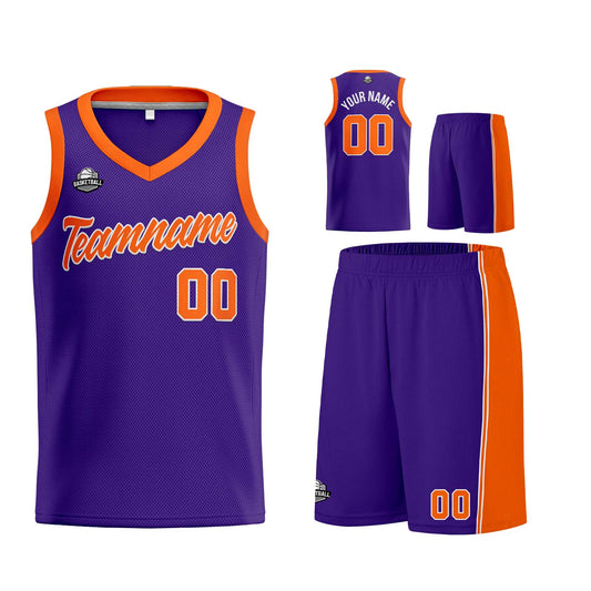 Custom Purple Orange Basketball Jersey for Men Women Adult Youth Stitched Name Number Logo