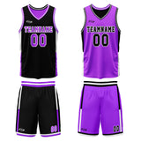 Custom Black Neon Purple Reversible Basketball Suit for Adults and Kids Personalized Jersey