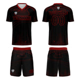 Custom Black Red Soccer Uniform Jersey Kids Adults Personalized Set Jersey Shirt