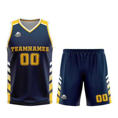 Custom Blue Yellow Basketball Jersey Uniform Suit Printed Your Logo Name Number