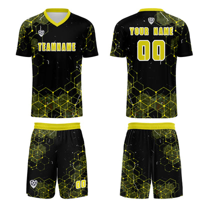 Custom Yellow Uniform Jersey Kids Adults Personalized Set Jersey Shirt
