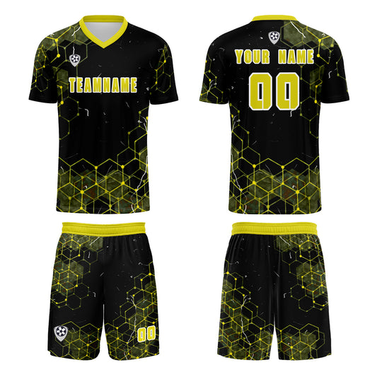 Custom Yellow Uniform Jersey Kids Adults Personalized Set Jersey Shirt