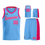 Custom Light Blue Hot Pink Basketball Jersey for Men Women Adult Youth Stitched Name Number Logo