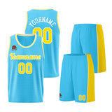 Custom Light Blue Yellow Basketball Jersey for Men Women Adult Youth Stitched Name Number Logo