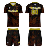 Custom Brown Black Uniform Jersey Kids Adults Personalized Set Jersey Shirt
