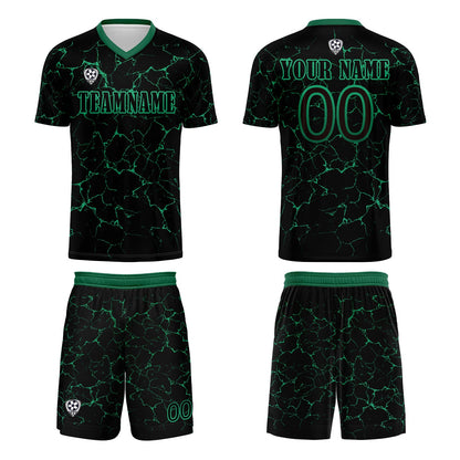 Custom Black Green Soccer Uniform Jersey Kids Adults Personalized Set Jersey Shirt