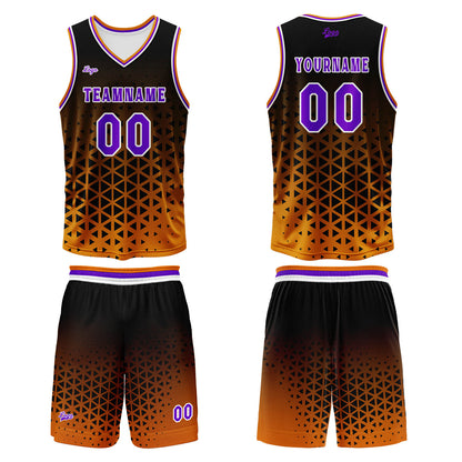 Custom Orange Purple Basketball Jersey Uniform Suit Printed Your Logo Name Number