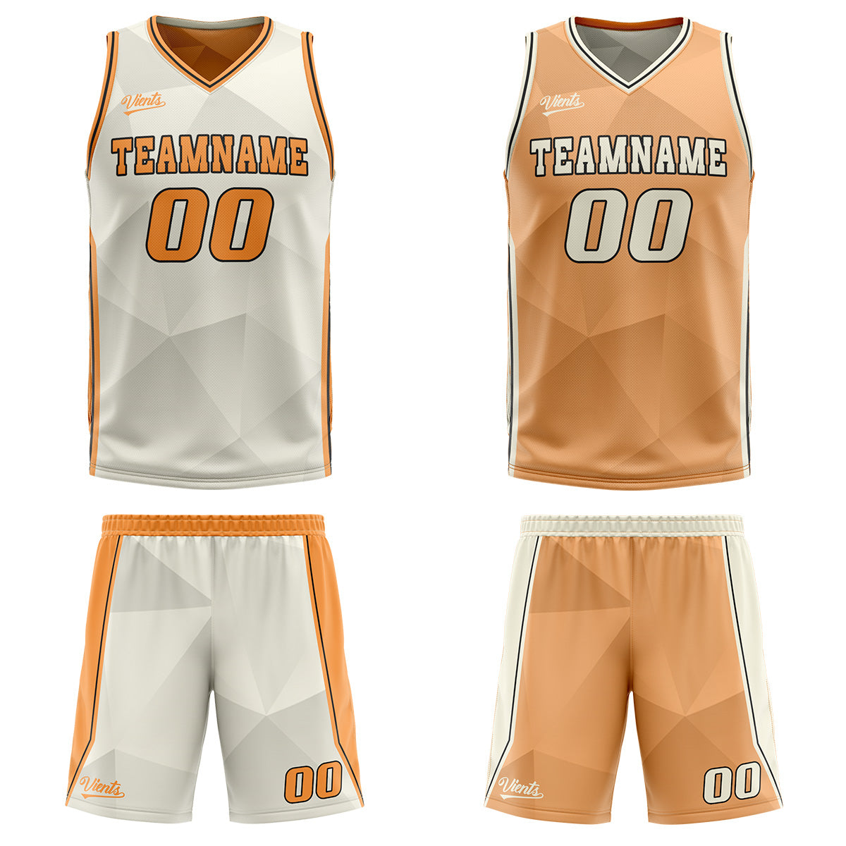 Custom Cream Orange Reversible Basketball Suit for Adults and Kids Personalized Jersey