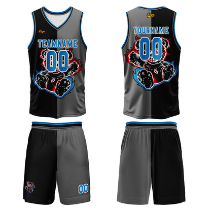 Custom Black Gray Basketball Jersey Uniform Suit Printed Your Logo Name Number