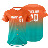 Custom Orange Cyan Baseball Jersey Personalized Gradient Team Uniforms Shirt with Name Number