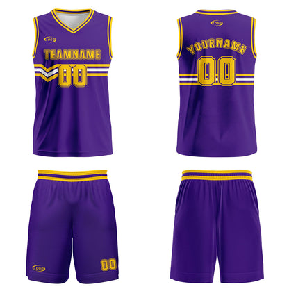 Custom Purple Yellow White Basketball Jersey Uniform Suit Printed Your Logo Name Number
