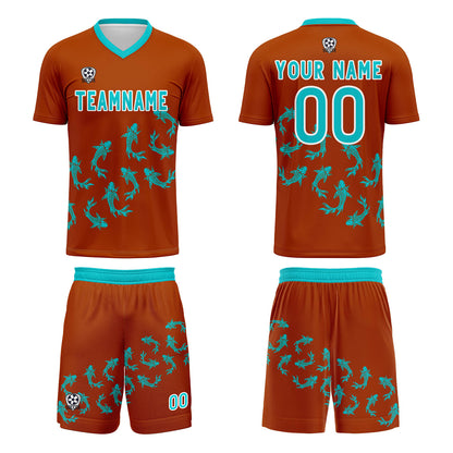 Custom Orange Soccer Uniform Jersey Kids Adults Personalized Set Jersey Shirt