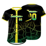 Custom Black Yellow Green Baseball Jersey Personalized Gradient Team Uniforms Shirt with Name Number