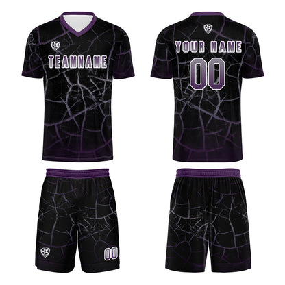 Custom Black Deep Purple Soccer Uniform Jersey Kids Adults Personalized Set Jersey Shirt