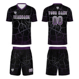 Custom Black Deep Purple Soccer Uniform Jersey Kids Adults Personalized Set Jersey Shirt