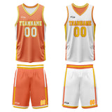 Custom Orange White Yellow Reversible Basketball Suit for Adults and Kids Personalized Jersey
