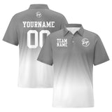 Custom Grey White Football Gradient Polo Shirts  Add Your Unique Logo/Name/Number