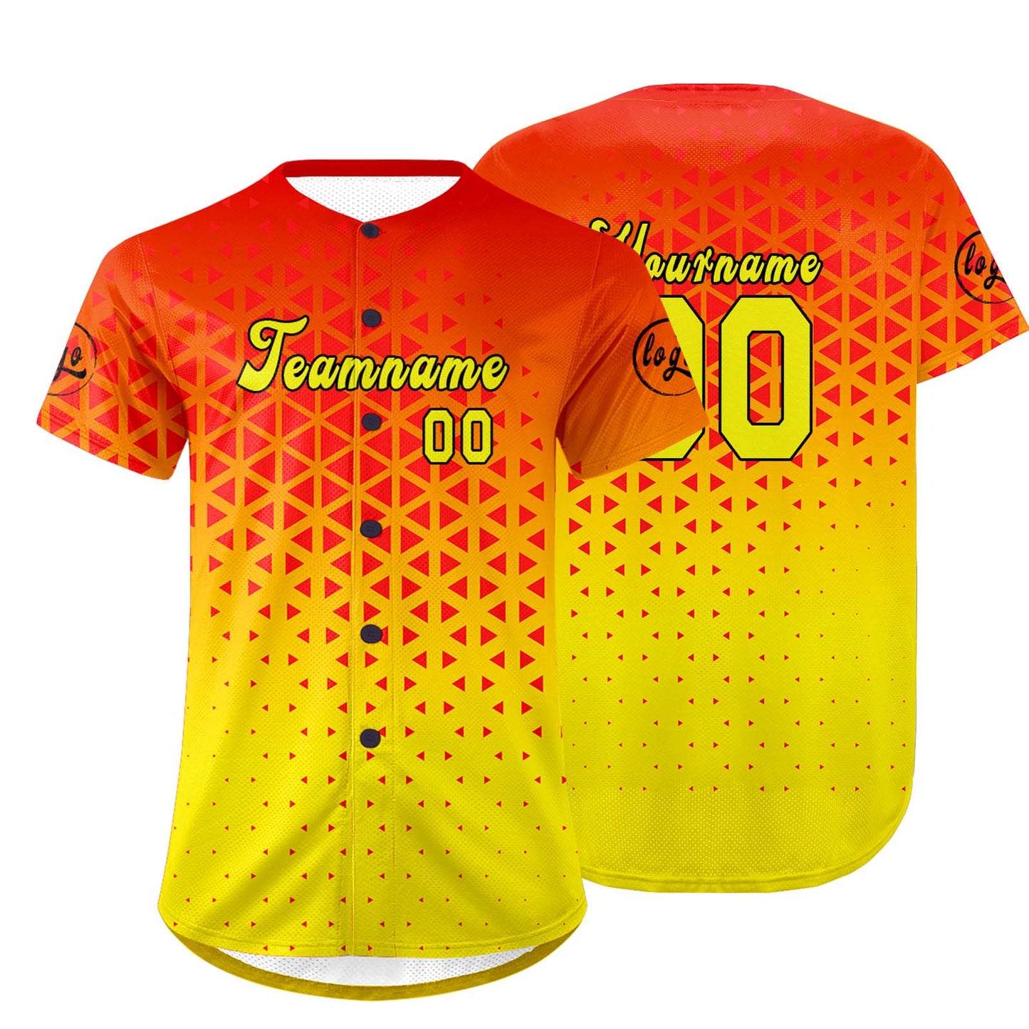 Custom Red Yellow Baseball Jersey Personalized Gradient Team Uniforms Shirt with Name Number
