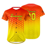 Custom Red Yellow Baseball Jersey Personalized Gradient Team Uniforms Shirt with Name Number