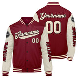 Custom Crimson Cream Varsity Jackets for Men Women Youth Personalized Letterman Jackets