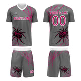 Custom Gray Soccer Uniform Jersey Kids Adults Personalized Set Jersey Shirt