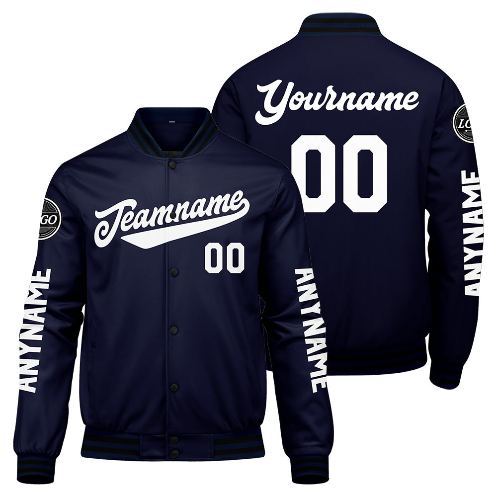 Custom Navy Varsity Jackets for Men Women Youth Personalized Letterman Jackets