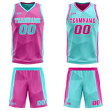 Custom Pink Cyan Reversible Basketball Suit for Adults and Kids Personalized Jersey