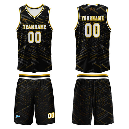 Custom Black Yellow Basketball Jersey Uniform Suit Printed Your Logo Name Number