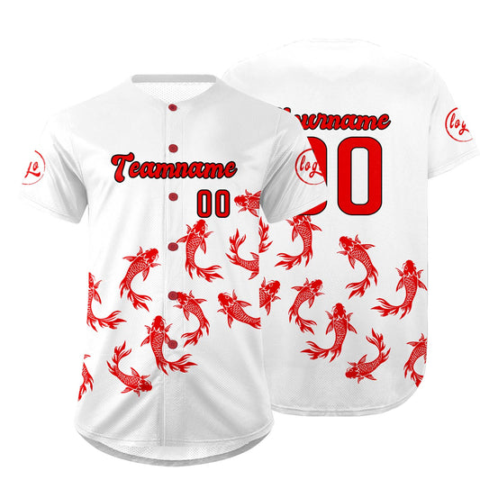 Custom White Red Baseball Jersey Personalized Gradient Team Uniforms Shirt with Name Number