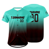 Custom Cyan Brown Baseball Jersey Personalized Gradient Team Uniforms Shirt with Name Number