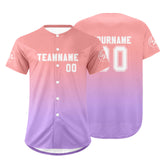Custom Pink Light Purple Baseball Jersey Personalized Gradient Team Uniforms Shirt with Name Number