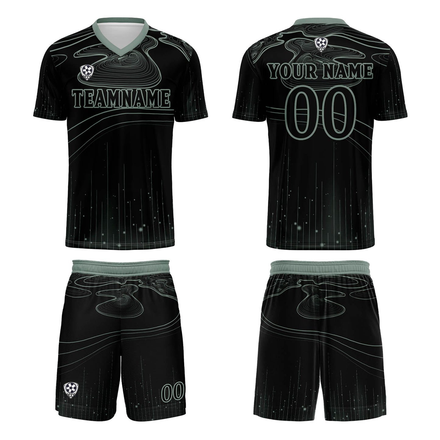Custom Black Light Green Soccer Uniform Jersey Kids Adults Personalized Set Jersey Shirt