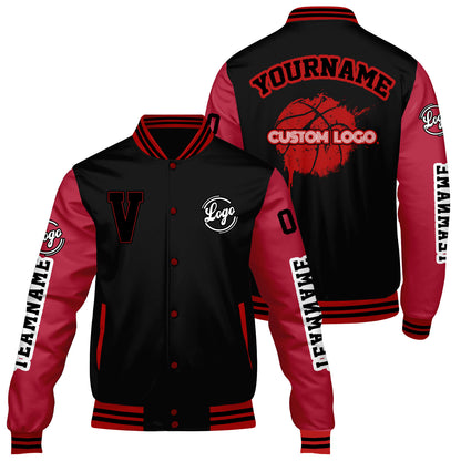 Custom Black Red Varsity Jackets for Men Women Youth Personalized Letterman Jackets