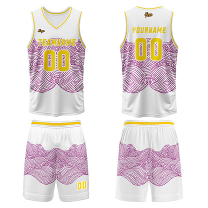 Custom White Red Green Basketball Jersey Uniform Suit Printed Your Logo Name Number