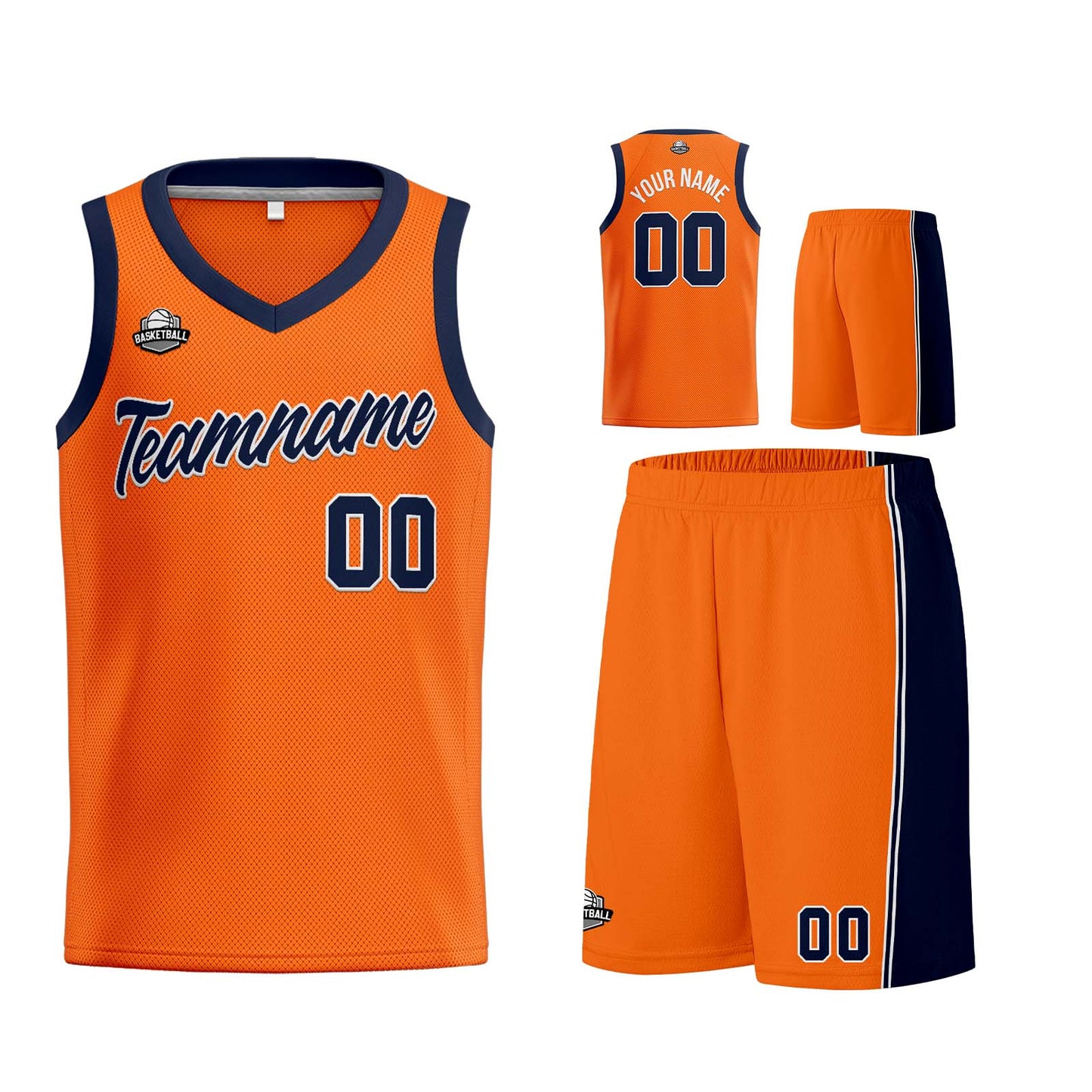 Custom Orange Navy Basketball Jersey for Men Women Adult Youth Stitched Name Number Logo